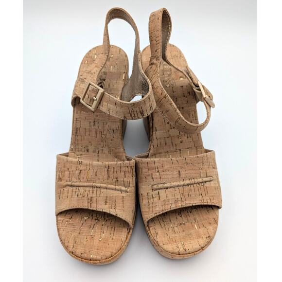 Korks Bardot II Cork Comfort Wedge Sandals Women's Natural Size US11M EU42 - Picture 9 of 11